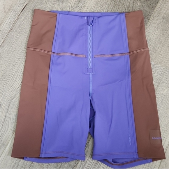 Lululemon Hike to Swim Purple, Brown High Neck Sports Bra & Shorts 6" Size S - Picture 9 of 15